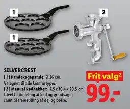 Lidl Silvercrest pandekagepande og manual kødhakker tilbud