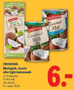Lidl Freshona økologisk classic eller light kokosmælk tilbud