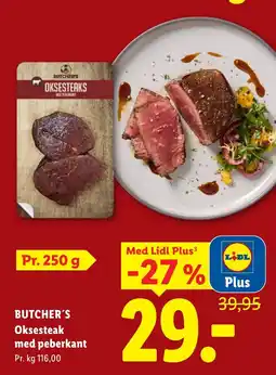 Lidl Butcher's Oksesteak med peberkant tilbud