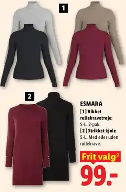 Lidl Esmara ribbet rullekravetrøje og strikket kjole tilbud