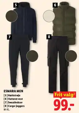 Lidl Esmara Men Hættetrøje Vatteret vest Sweatbukser Cargo-joggers tilbud