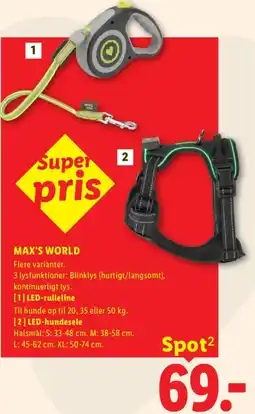 Lidl Max's World LED-rulleline og LED-hundesele tilbud