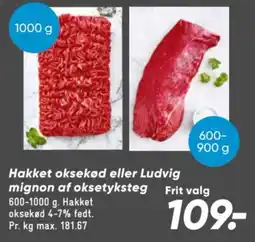 Bilka Hakket oksekød eller Ludvig mignon af oksetyksteg tilbud