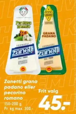 Bilka Zanetti grana padano eller pecorino romano tilbud