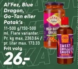Bilka Patak's Al'Fez, Blue Dragon, Go-Tan eller Patak's tilbud