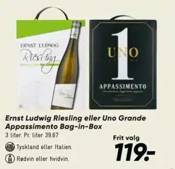Bilka Ernst Ludwig Riesling eller Uno Grande Appassimento tilbud