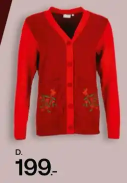 Bilka Red Cardigan with Embroidered Pockets tilbud