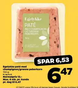 Netto Egelykke paté med champignon/grønne peberkorn tilbud