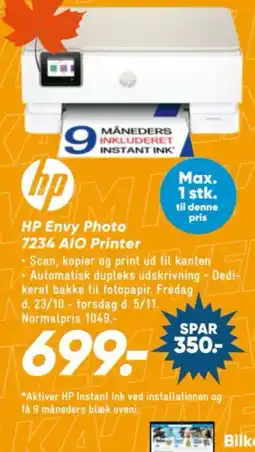 Bilka Hp Envy Photo 7234 aio printer tilbud