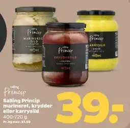 Netto Salling Princip marineret, krydder eller karrysild tilbud