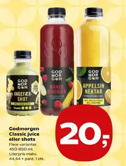 Kvickly Godmorgen classic juice eller shots tilbud
