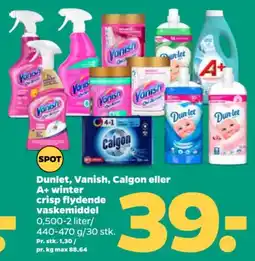 Netto Dunlet Vanish Calgon A+ winter crisp flydende vaskemiddel tilbud