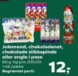 Kvickly Julemand, chokoladenet, chokolade slikkepinde eller engle i pose tilbud