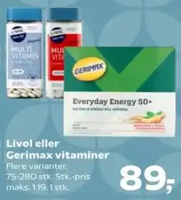 Kvickly Livol eller Gerimax vitaminer tilbud