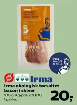 Kvickly Irma økologisk tørsaltet bacon i skiver tilbud