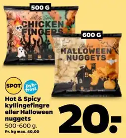 Netto Spot Hot & Spicy kyllingefingre eller Halloween nuggets tilbud