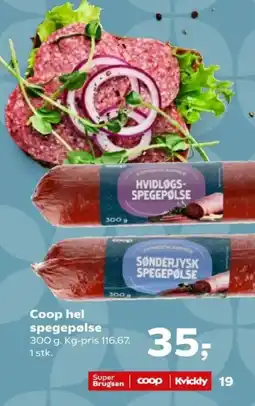 Kvickly Coop hel spegepølse tilbud