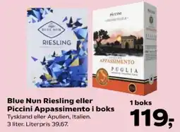Kvickly Blue Nun Riesling eller Piccini Appassimento tilbud