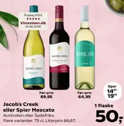 Kvickly Jacob's Creek eller Spier Moscato tilbud