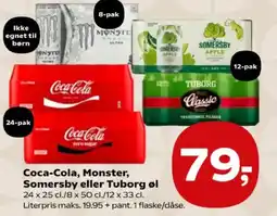Kvickly Coca-Cola, Monster, Somersby eller Tuborg øl tilbud