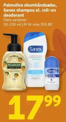Løvbjerg Palmolive skumhåndsæbe Sanex shampoo el. roll-on deodorant tilbud