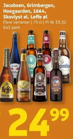 Løvbjerg Jacobsen, Grimbergen, 1664, Hoegaarden, Skovlyst el. Leffe øl tilbud
