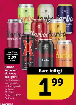 Løvbjerg Harboe sodavand el. X-ray energidrik tilbud