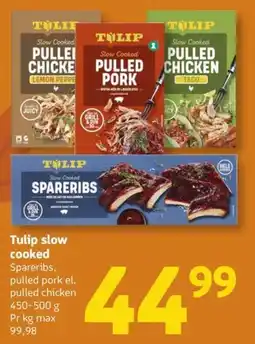 Løvbjerg Tulip slow cooked spareribs, pulled pork el. pulled chicken tilbud