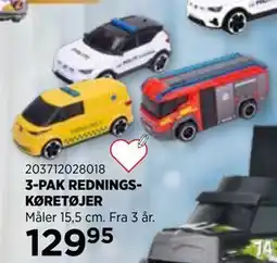 KiDS Coolshop 3-PAK REDNINGSKØRETØJER tilbud