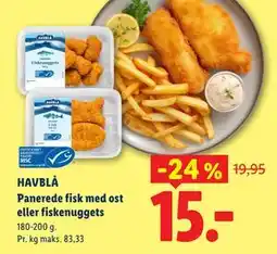 Lidl HAVBLÅ Panerede fisk med ost eller fiskenuggets tilbud
