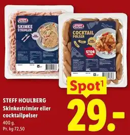 Lidl STEFF HOULBERG Skinkestrimler eller cocktailpølser tilbud