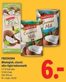 Lidl FRESHONA Økologisk, classic eller light kokosmælk tilbud