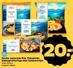 Netto Navito panerede fisk, fiskepinde, blæksprutteringe eller tempurarejer tilbud