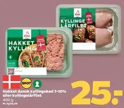 Netto Hakket dansk kyllingekød 7-10% eller kyllingelårfilet tilbud