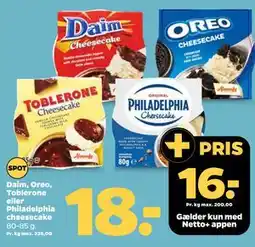 Netto Daim, Oreo, Toblerone eller Philadelphia cheesecake tilbud