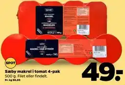 Netto Sæby makrel i tomat 4-pak tilbud