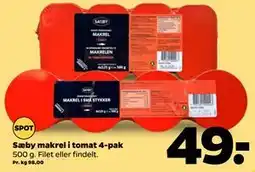 Netto Sæby makrel i tomat 4-pak tilbud