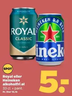 Netto Royal eller Heineken alkoholfri øl tilbud