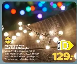 Netto Klyngelyskæde med 400 LED kugler tilbud