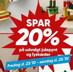 Bilka SPAR 20% på udvalgt julepynt og lyskæder tilbud