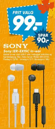 Bilka Sony IER-EX15C in-ear tilbud