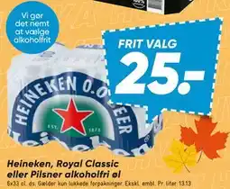 Bilka Heineken, Royal Classic eller Pilsner alkoholfri øl tilbud