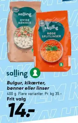 Bilka Bulgur, kikærter, bønner eller linser tilbud