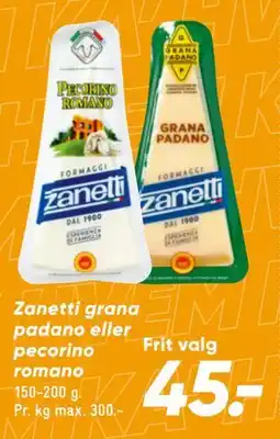 Bilka Zanetti grana padano eller pecorino romano tilbud