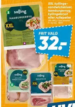 Bilka XXL kyllinge-sandwichskiver, hamburgerryg, kyllingebryst eller rullepølse tilbud