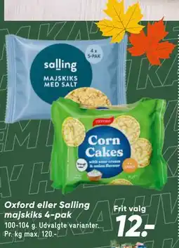 Bilka Oxford eller Salling majskiks 4-pak tilbud
