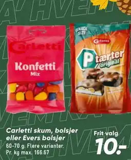 Bilka Carletti skum, bolsjer eller Evers bolsjer tilbud