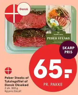 SPAR Peber Steaks af Tykstegsfilet af Dansk Oksekød tilbud