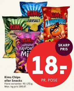 SPAR Kims Chips eller Snacks tilbud