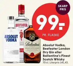 SPAR Absolut Vodka, Beefeater London Dry Gin eller Ballantine’s Finest Scotch Whisky tilbud